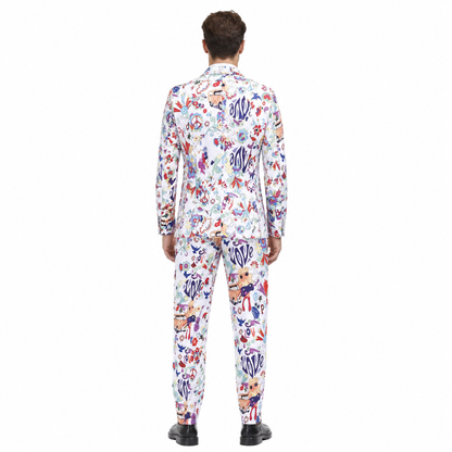 Single-Breasted Two-Piece Suit with Colorful LOVE Print back view