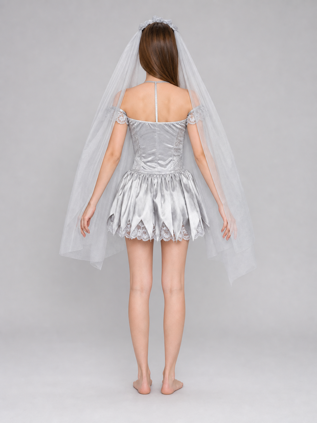 Carnival dress costume with veil and garter