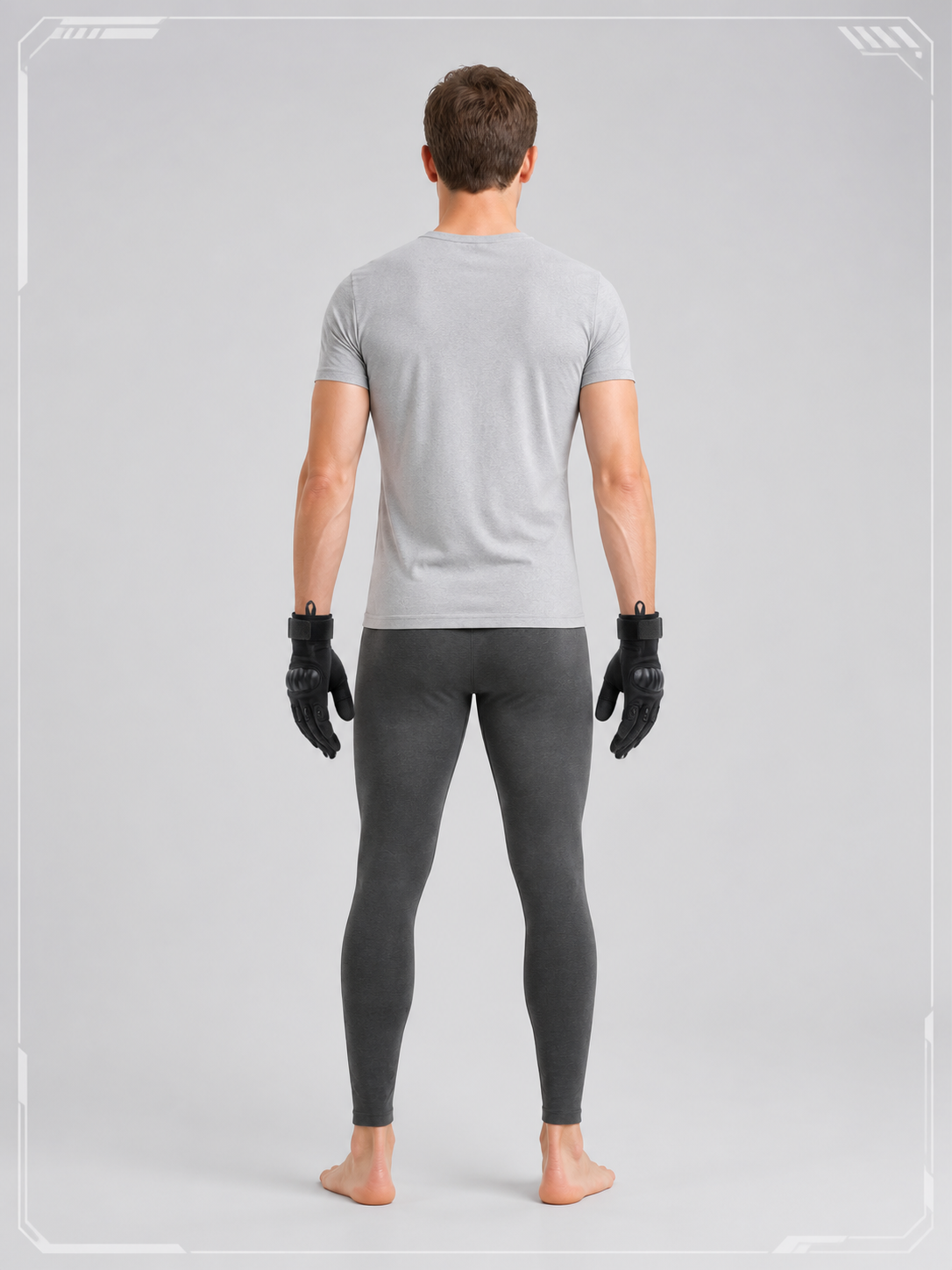Black Protective Gloves with Knuckle Protection and Hook-and-Loop Fastener back view