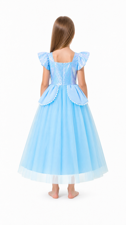 Blue Glitter Halloween Dress back view