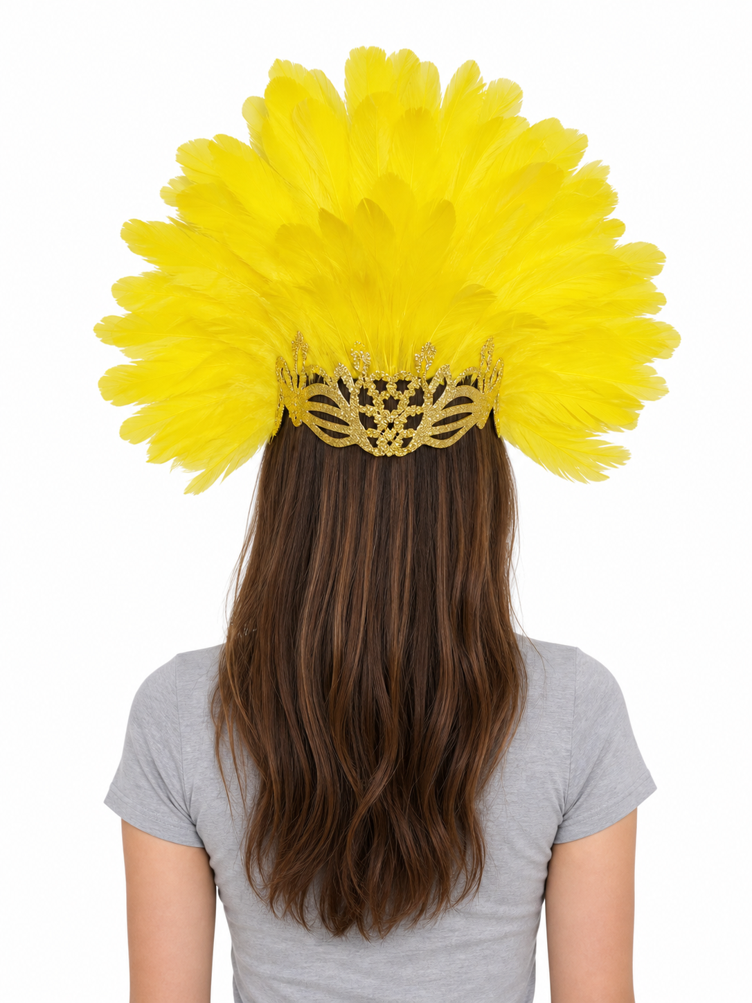 Carnival Headpiece with Feathers and Gold Decoration