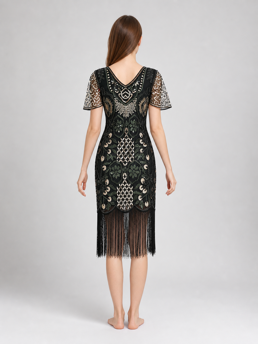 Vintage Art Deco Fringe and Sequin Dress