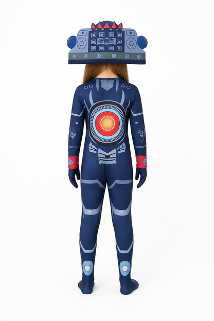 Skibidi Toilet TV Man Cosplay Jumpsuit back view