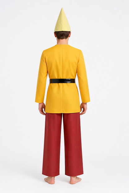 Gnome Costume with Yellow Shirt and Red Pants back view
