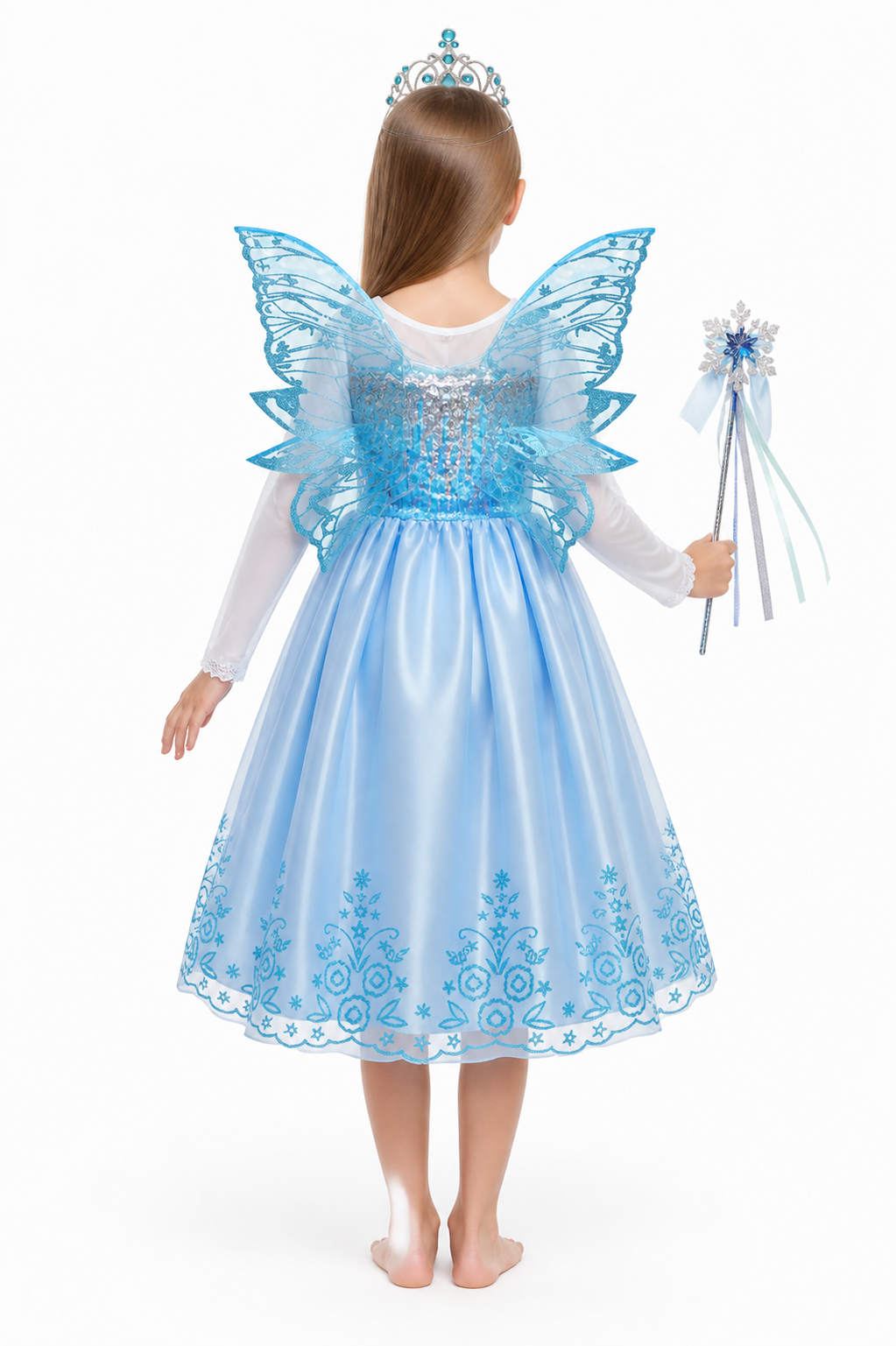 Princess Costume with Butterfly Wings and Crown back view