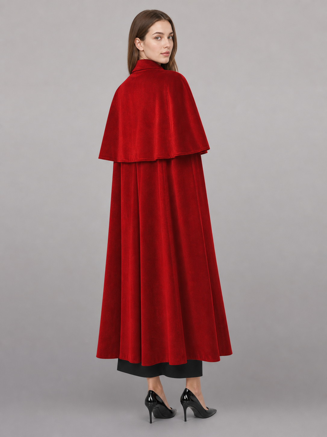 Red Carnival Cloak, Long, with High Collar