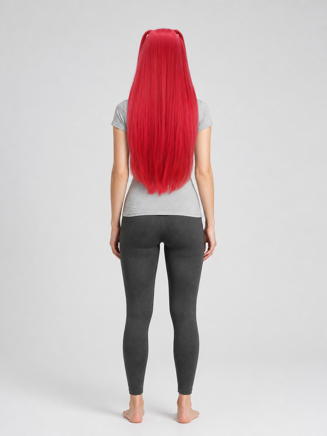 Long Straight Red Carnival Wig for Cosplay back view