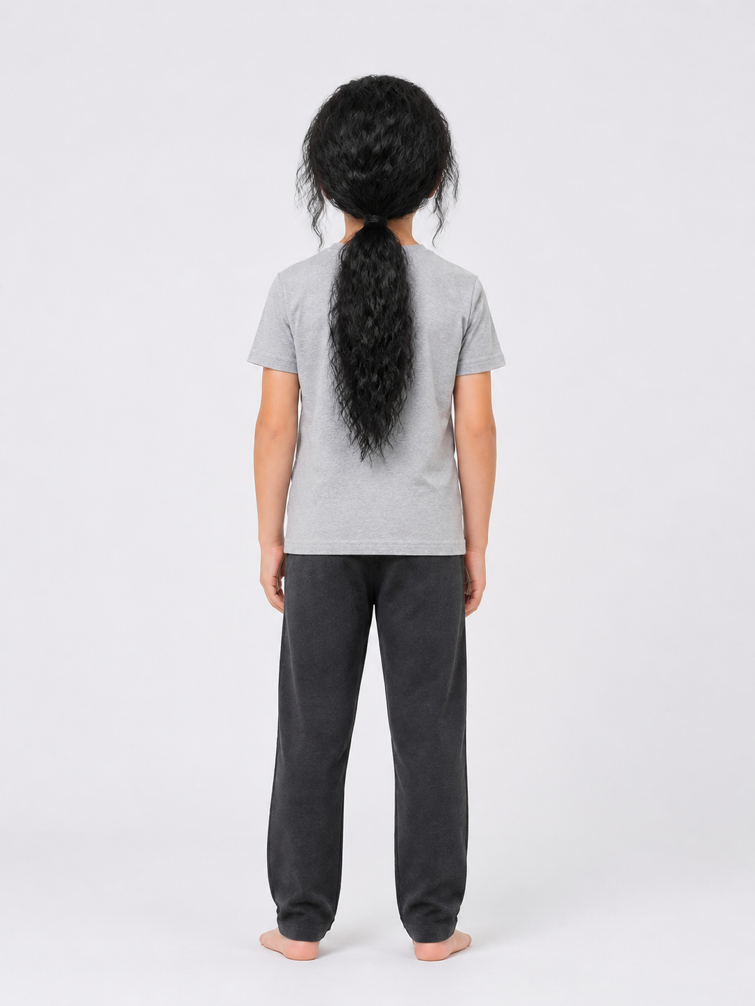 Black Carnival Wig with Ponytail for Halloween and Cosplay back view