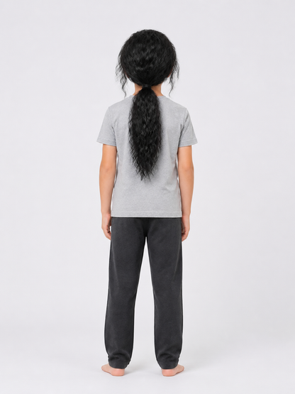 Black Carnival Wig with Ponytail for Halloween and Cosplay back view