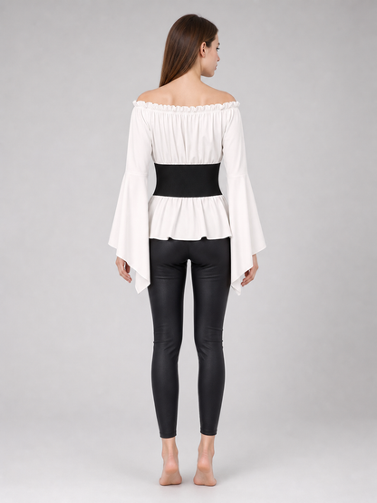 Vintage-Style Blouse with Embroidered Belt