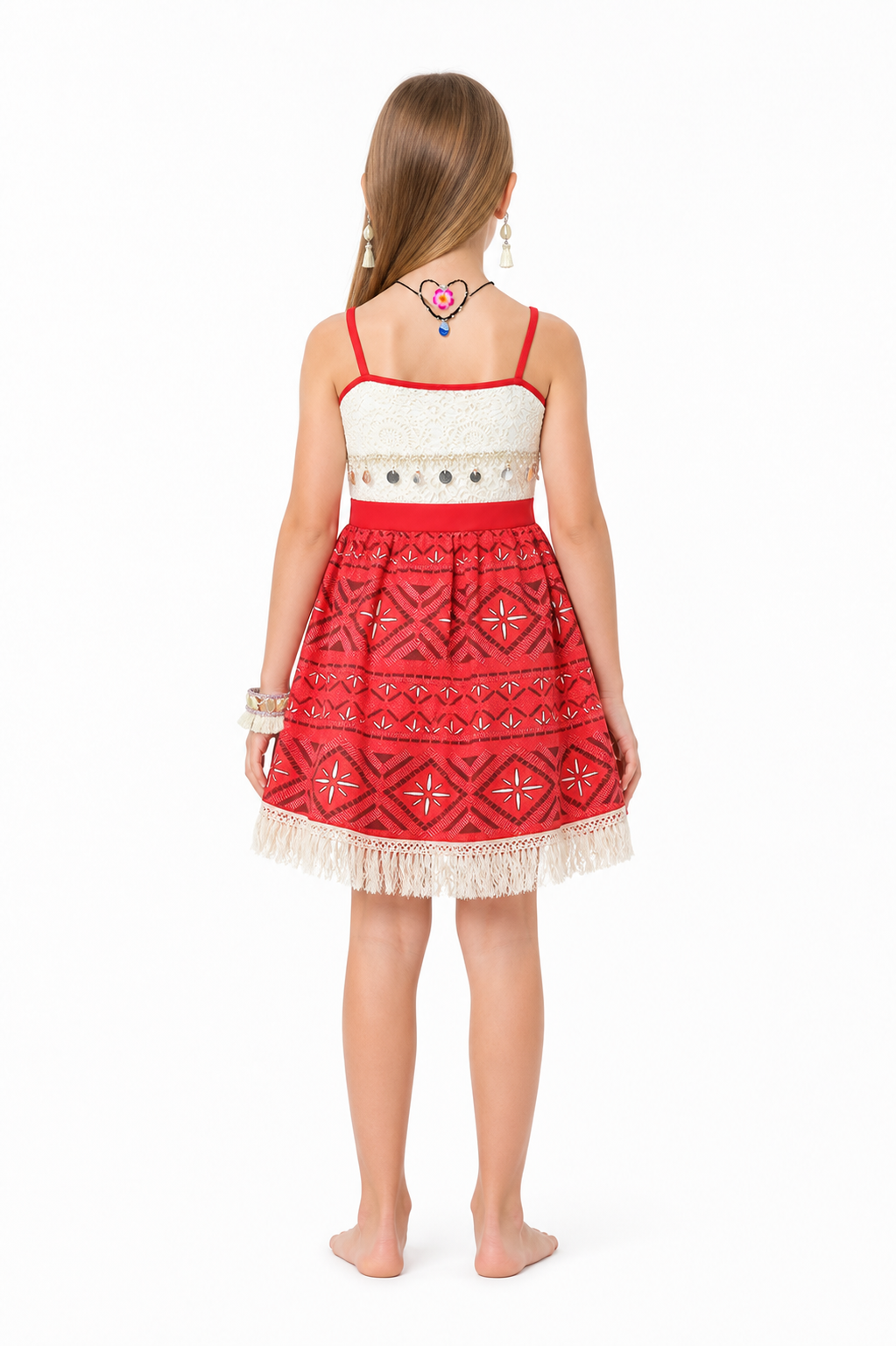 Children's Moana Costume with Dress and Jewelry back view