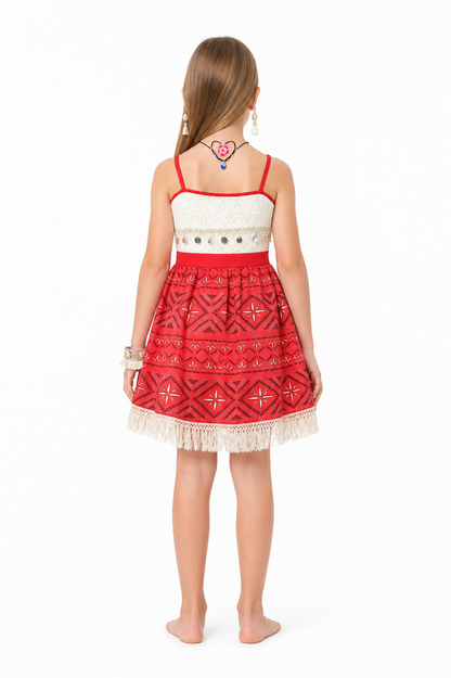 Children's Moana Costume with Dress and Jewelry back view