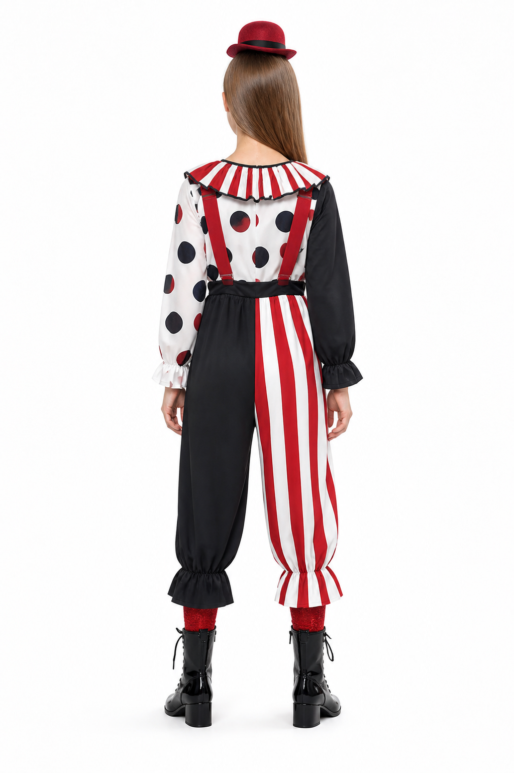 Striped Clown Jumpsuit with Bow Tie for Children back view