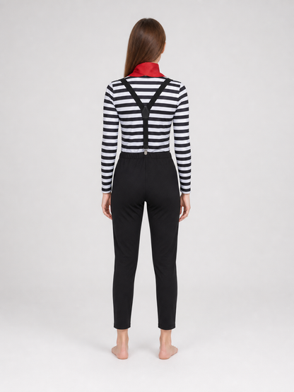 Retro Mime Cosplay Costume, Striped