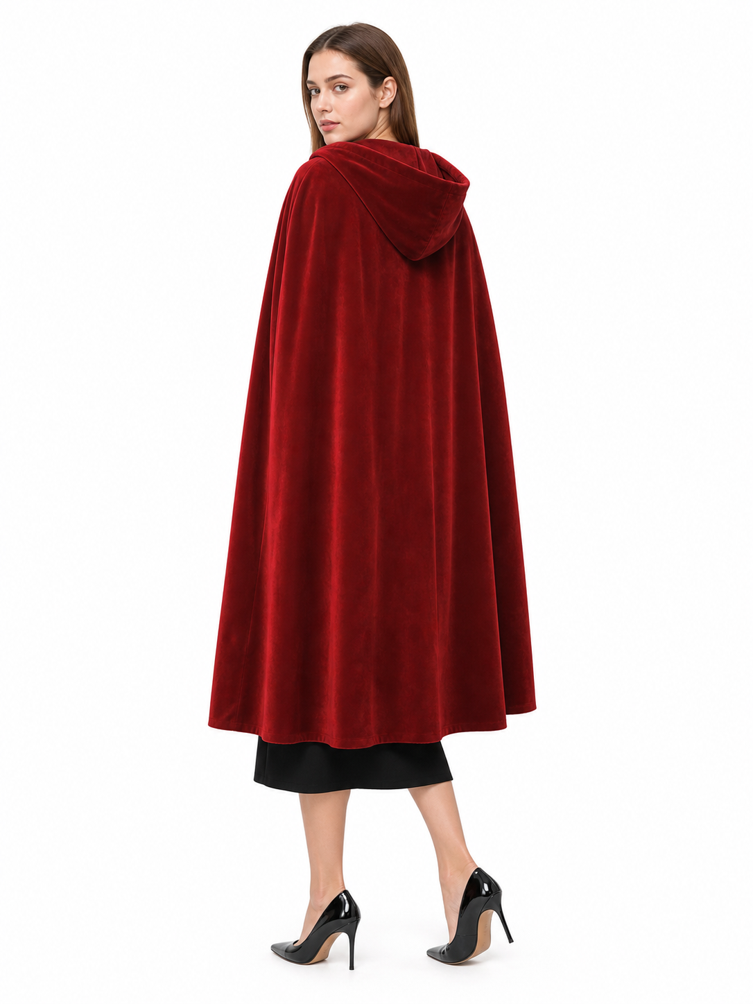 Burgundy Medieval Hooded Costume Cloak