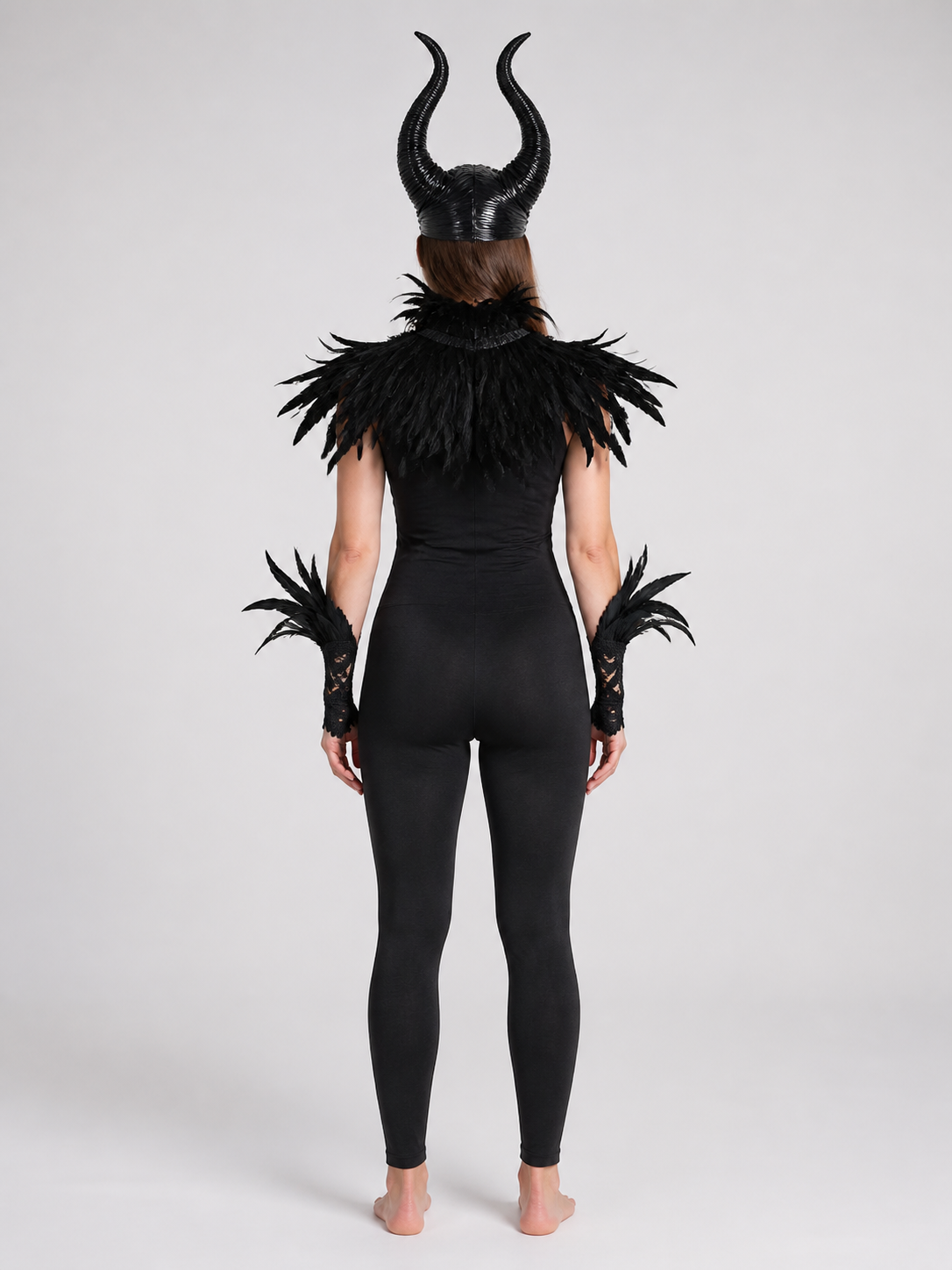 Carnival Headpiece with Black Horns back view