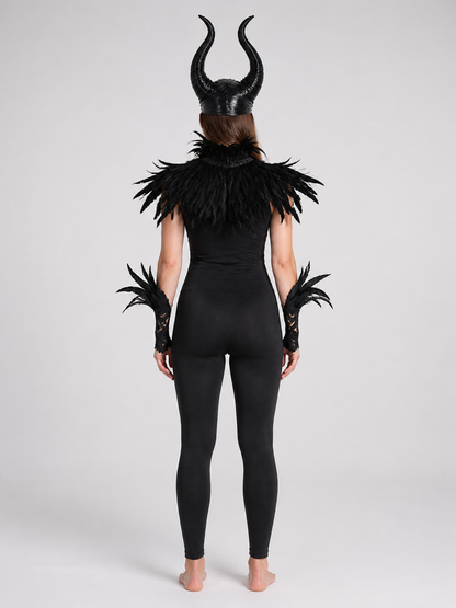 Carnival Headpiece with Black Horns back view