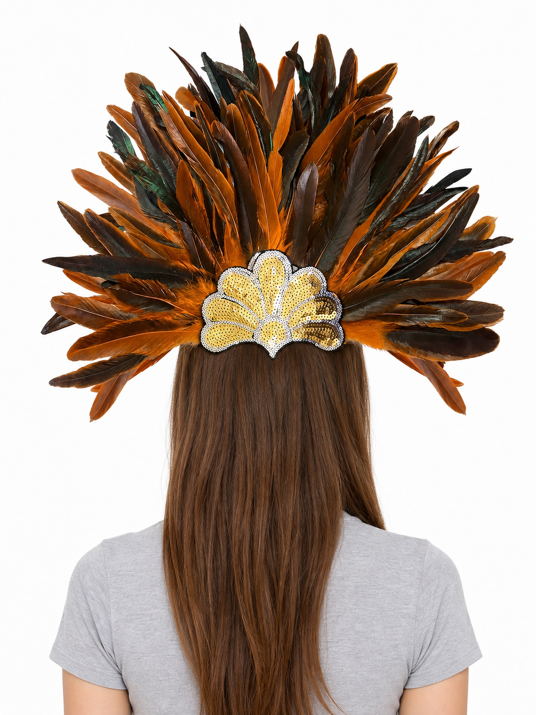Carnival Headpiece with Orange Feathers