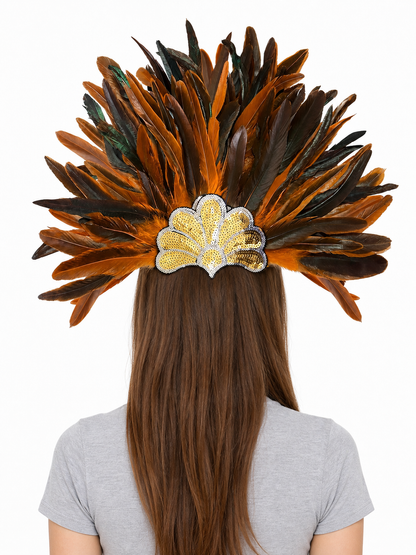 Carnival Headpiece with Orange Feathers