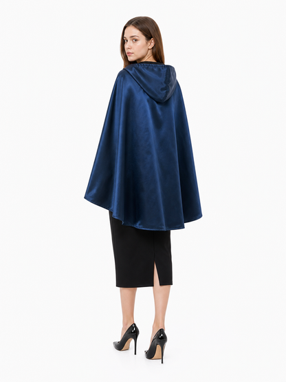 Blue Hooded Carnival Cape with Closure back view