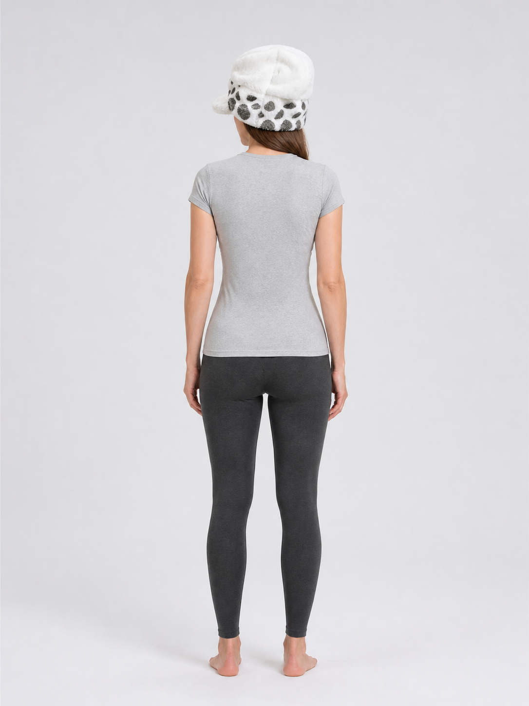 White Carnival Hat with Gray-Black Spots back view