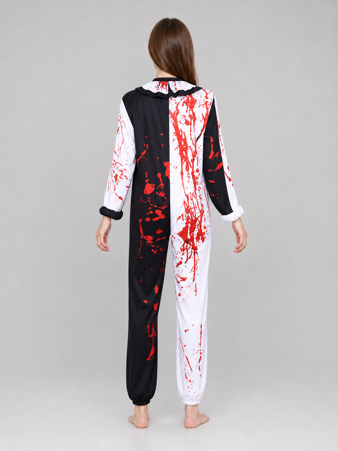 Carnival Clown Costume Jumpsuit with Blood Splatter Print