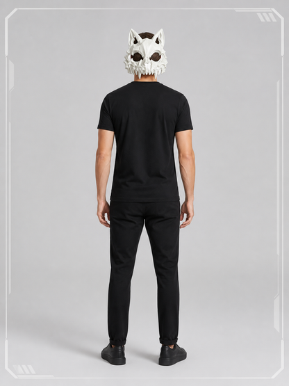 White Skull-Shaped Carnival Mask with Fangs