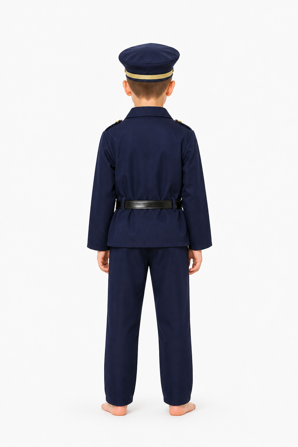 Children’s police officer costume with jacket and pants back view