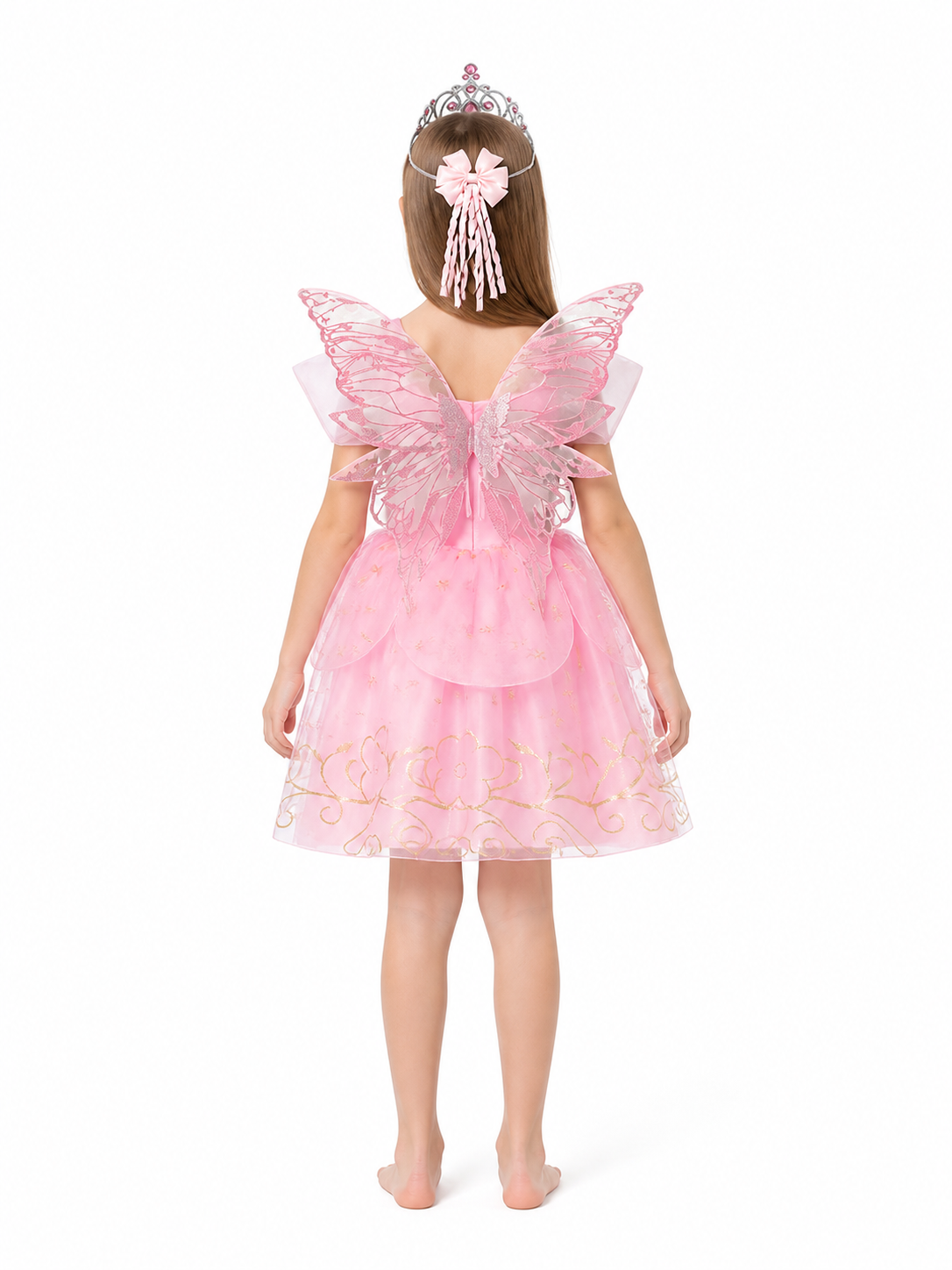Pink Princess Aurora Costume with Wings and Crown back view