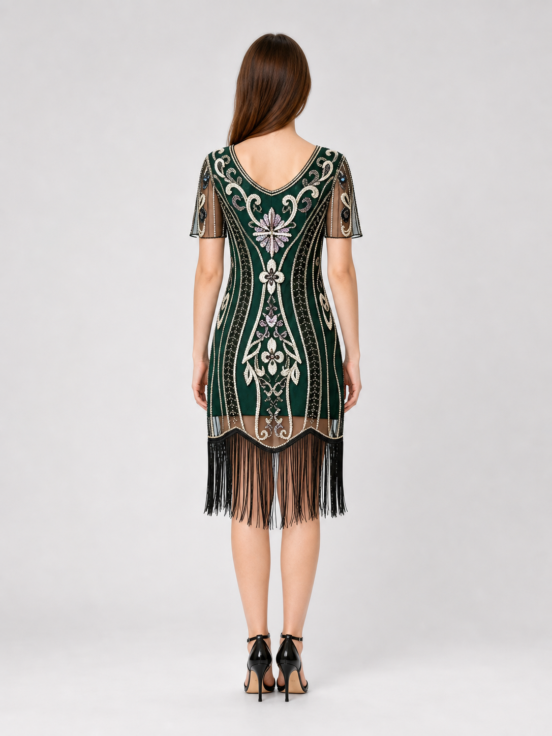 Gatsby-Style Dress with Fringe and Sequins