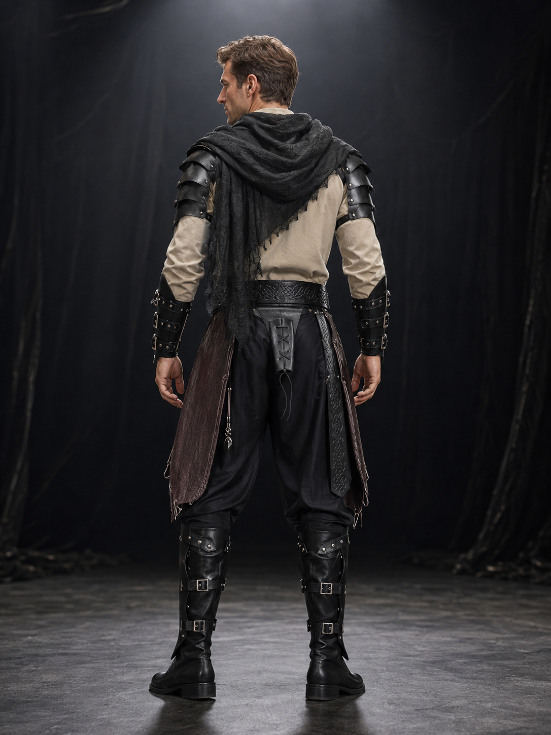 Medieval Viking Costume with Belt for Cosplay back view