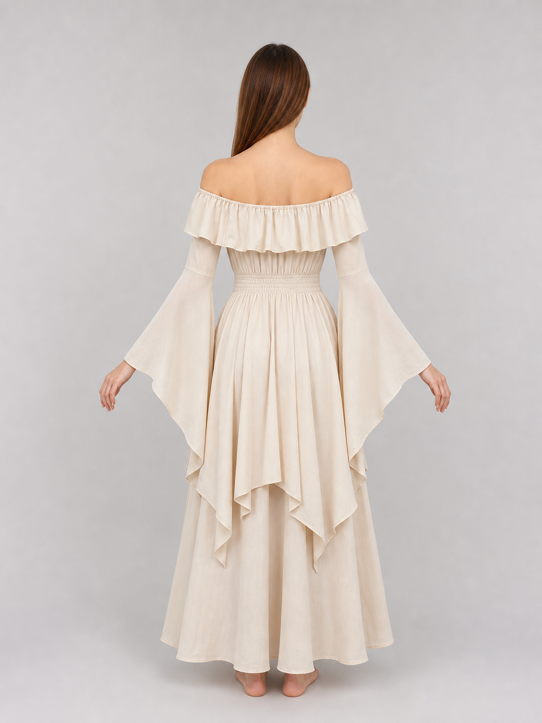 Off-the-shoulder maxi dress with ruffles