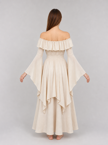 Off-the-shoulder maxi dress with ruffles