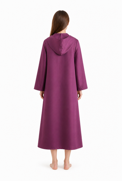 Purple Hooded Zip-Up Cloak for Halloween back view
