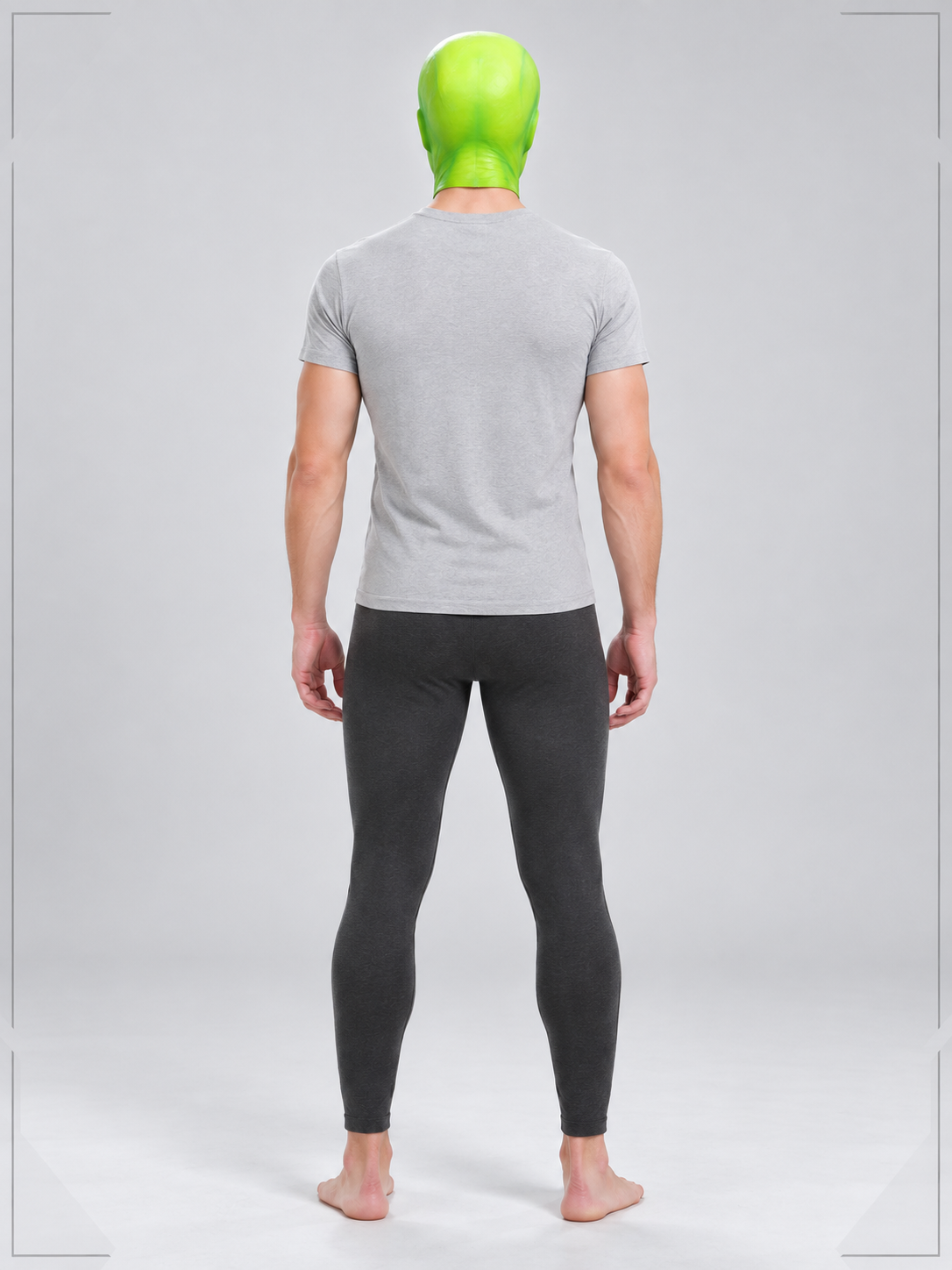 Green Latex Cosplay Mask with Wig back view