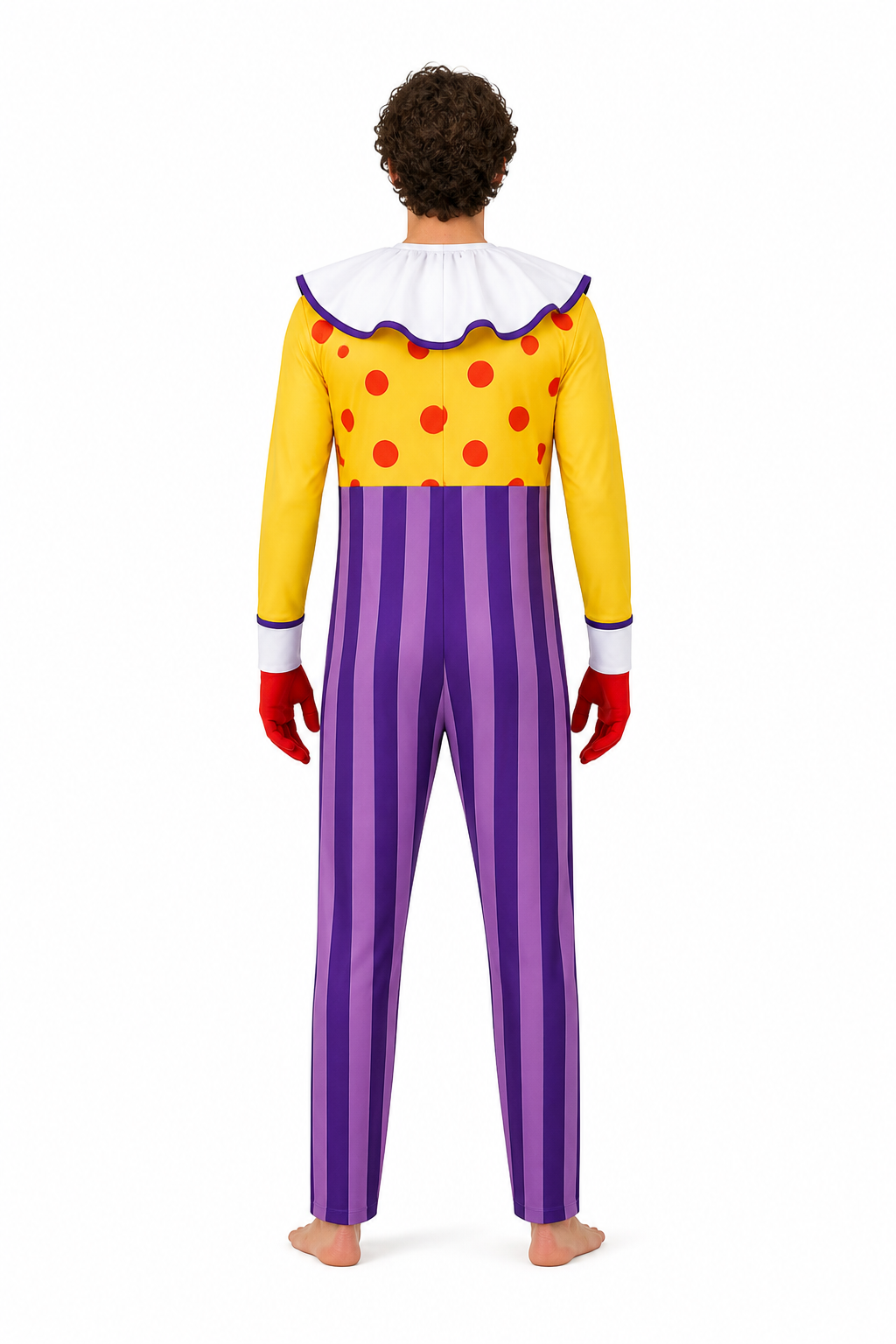Purple Striped Clown Jumpsuit for Halloween back view