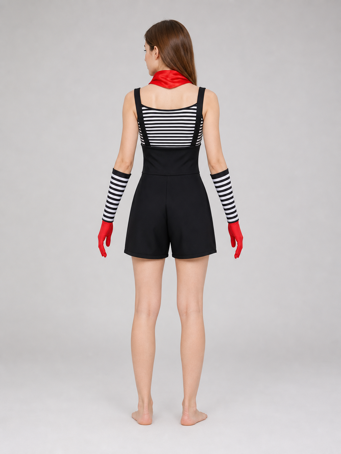 Mime Costume for Cosplay, Striped Set with Hat