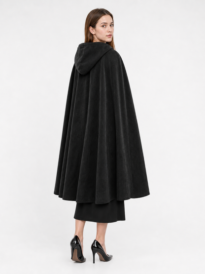 Black Medieval Hooded Costume Cloak
