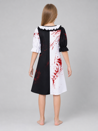 Clown Costume with Blood Splatter for Cosplay