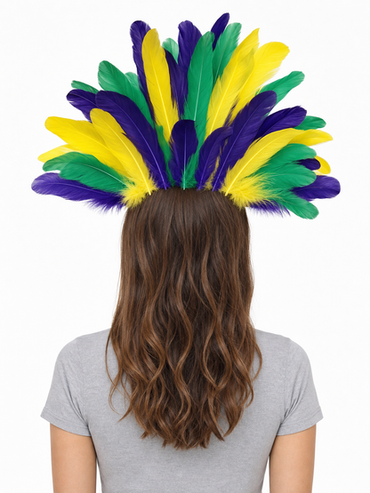 Carnival Headpiece with Feathers and Mask