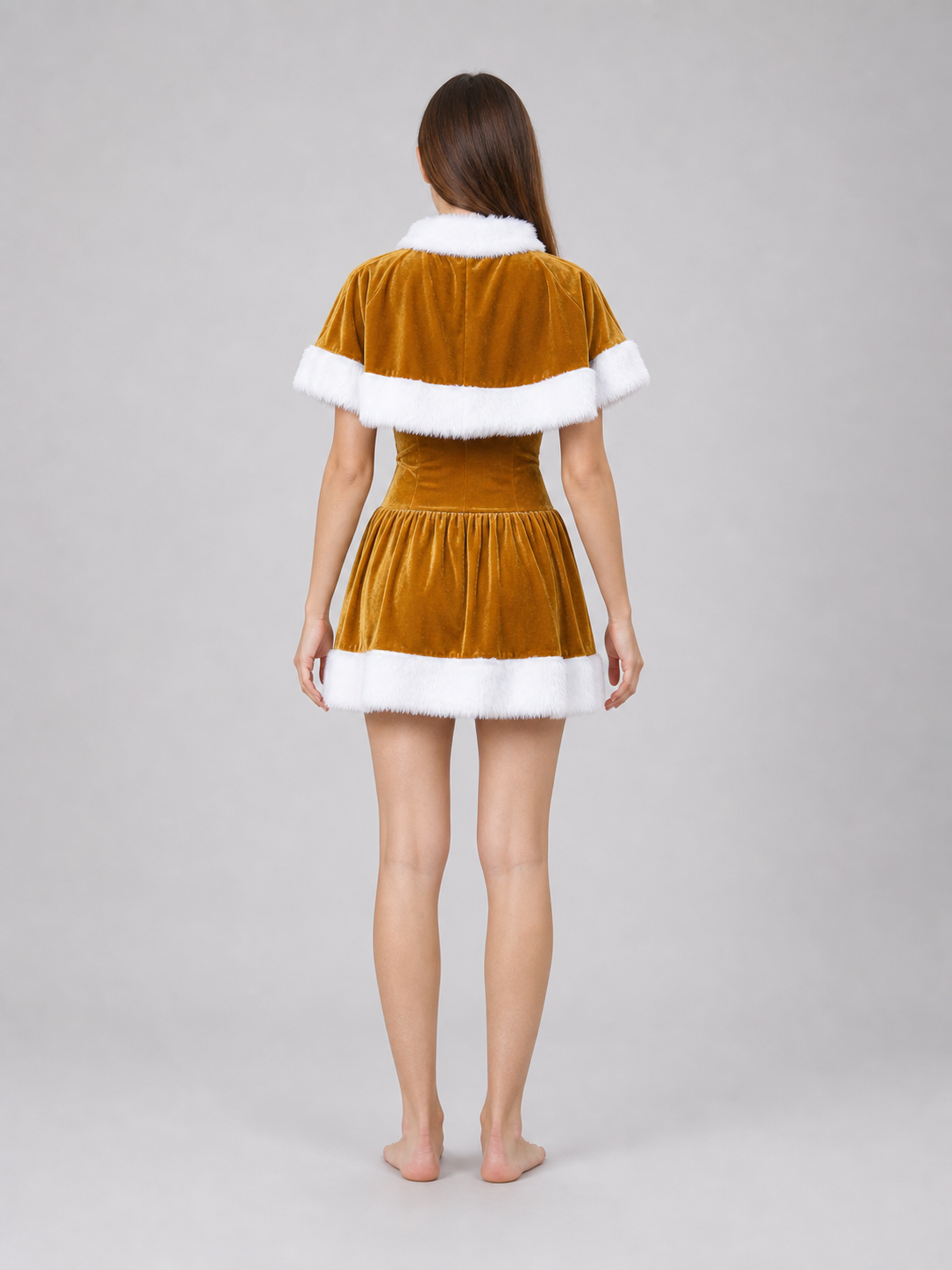 Christmas costume: dress, cape, and hat