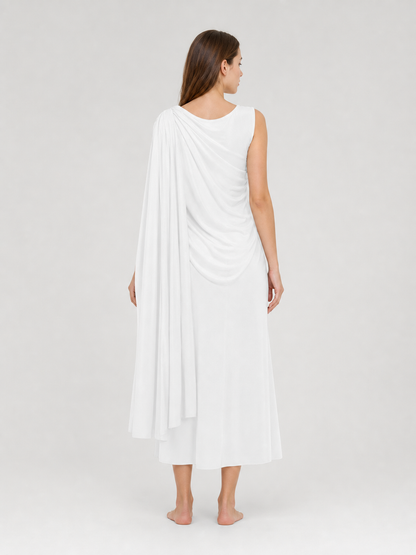 White draped dress with flowing train product view 39
