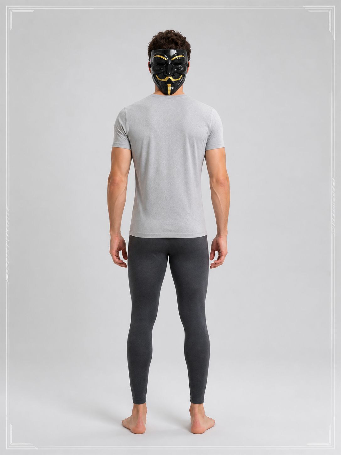 Anonymous-style carnival mask for Halloween and cosplay back view
