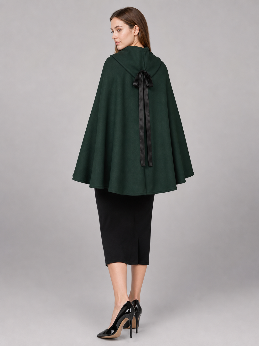 Green hooded medieval costume cloak