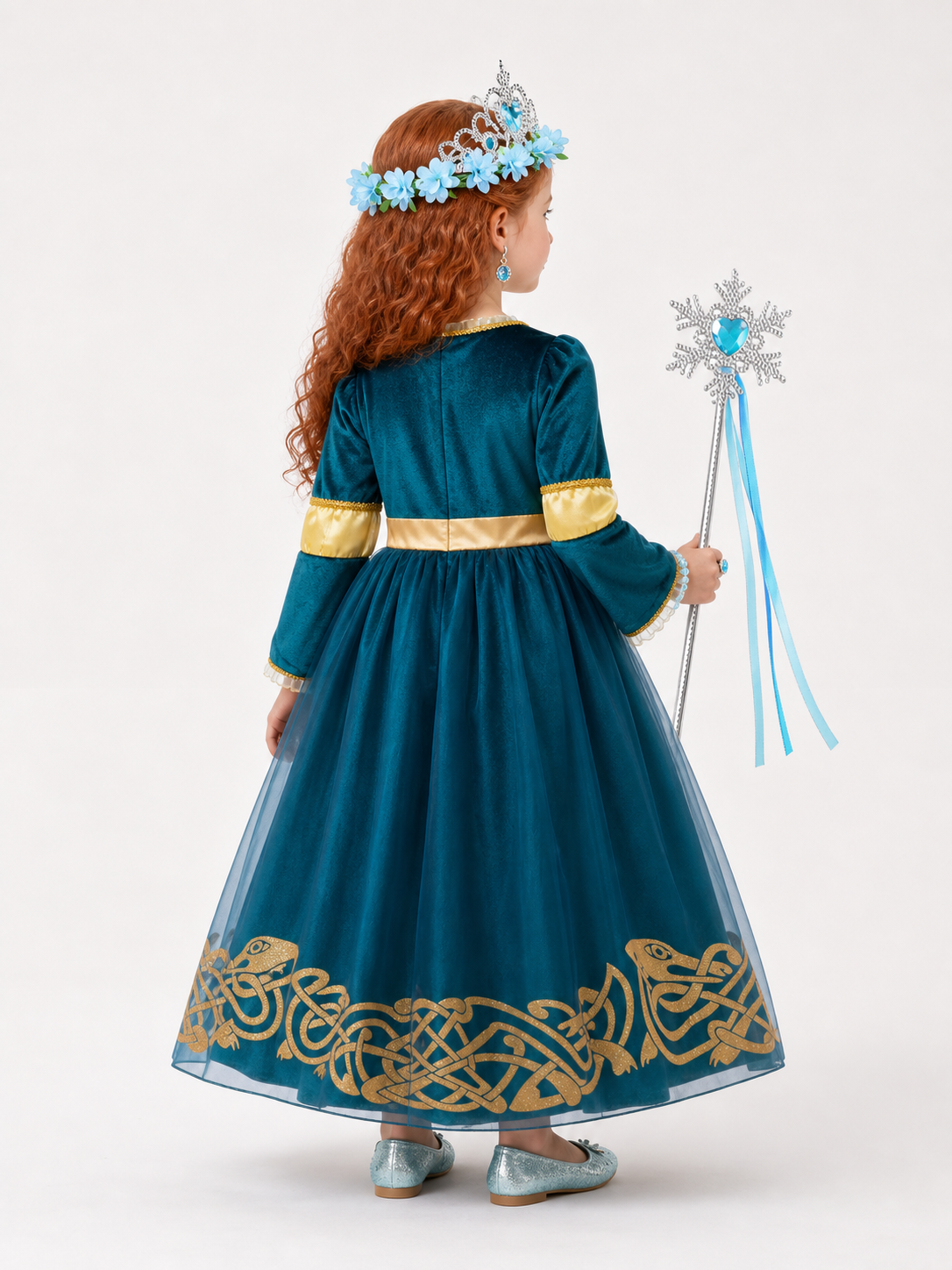 Blue-Green Princess Costume for Halloween back view