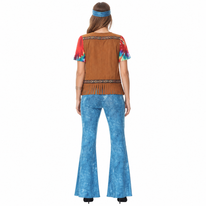 Retro Stage Costume with Fringe and Flared Pants back view