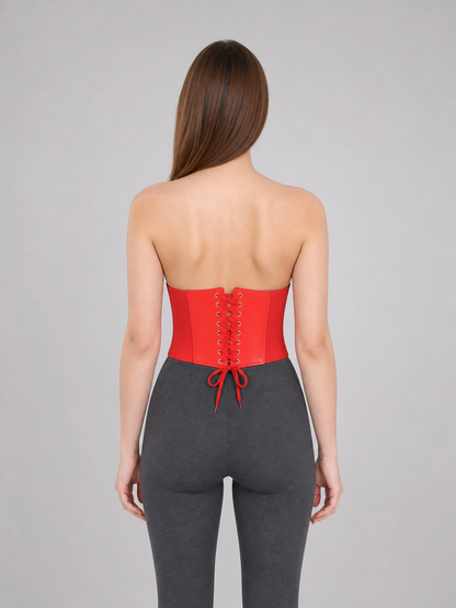 Red Lace-Up Corset Belt for Dresses and Outfits