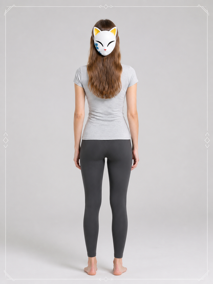 White Cat Masquerade Mask with Red Nose back view