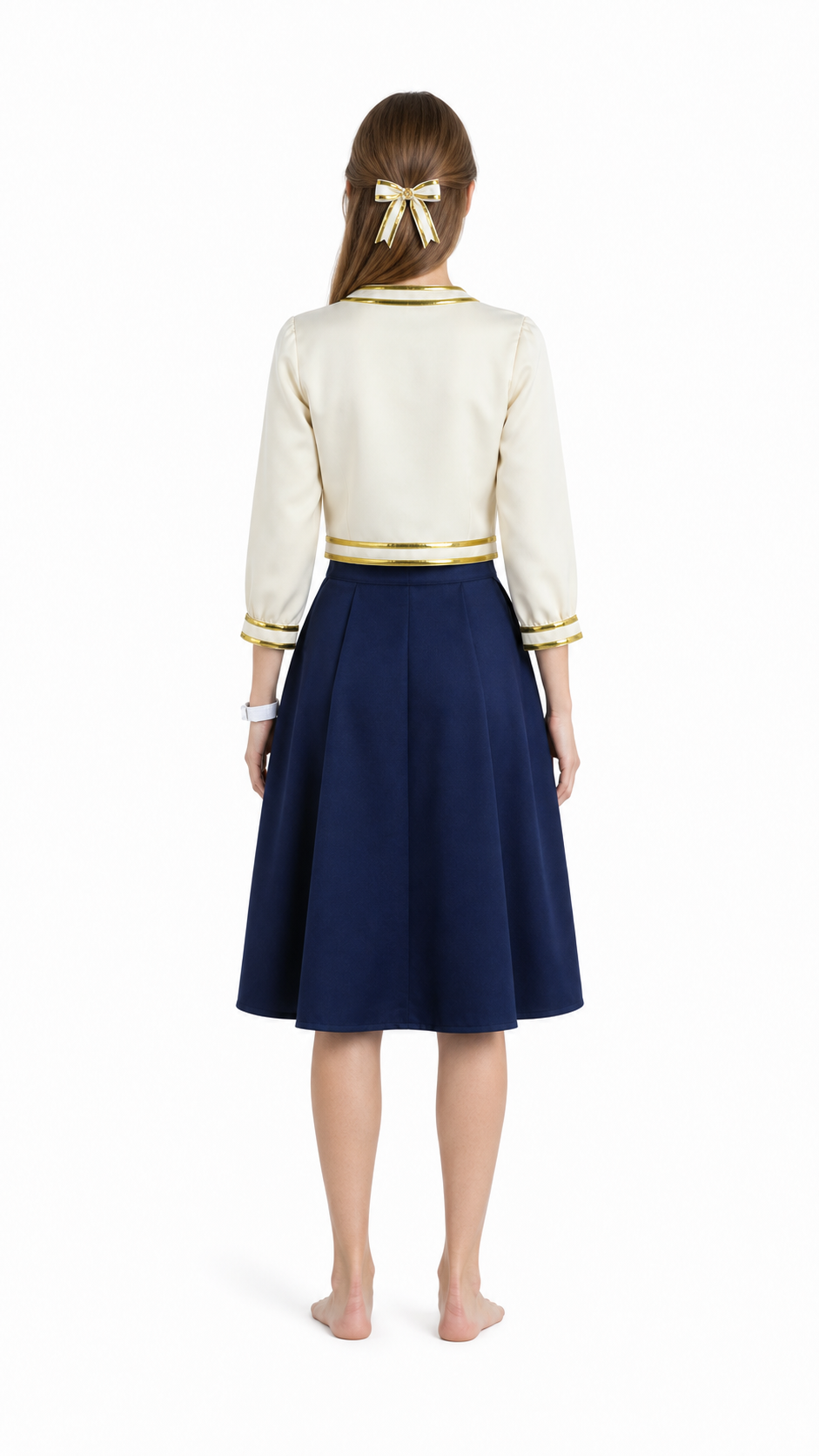 Character cosplay costume with jacket and skirt back view