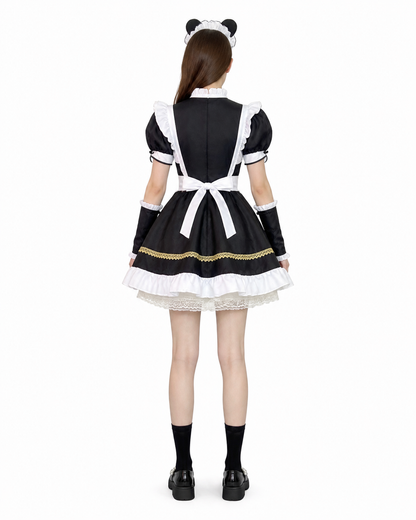 Cosplay Dress with Apron and Short Skirt back view